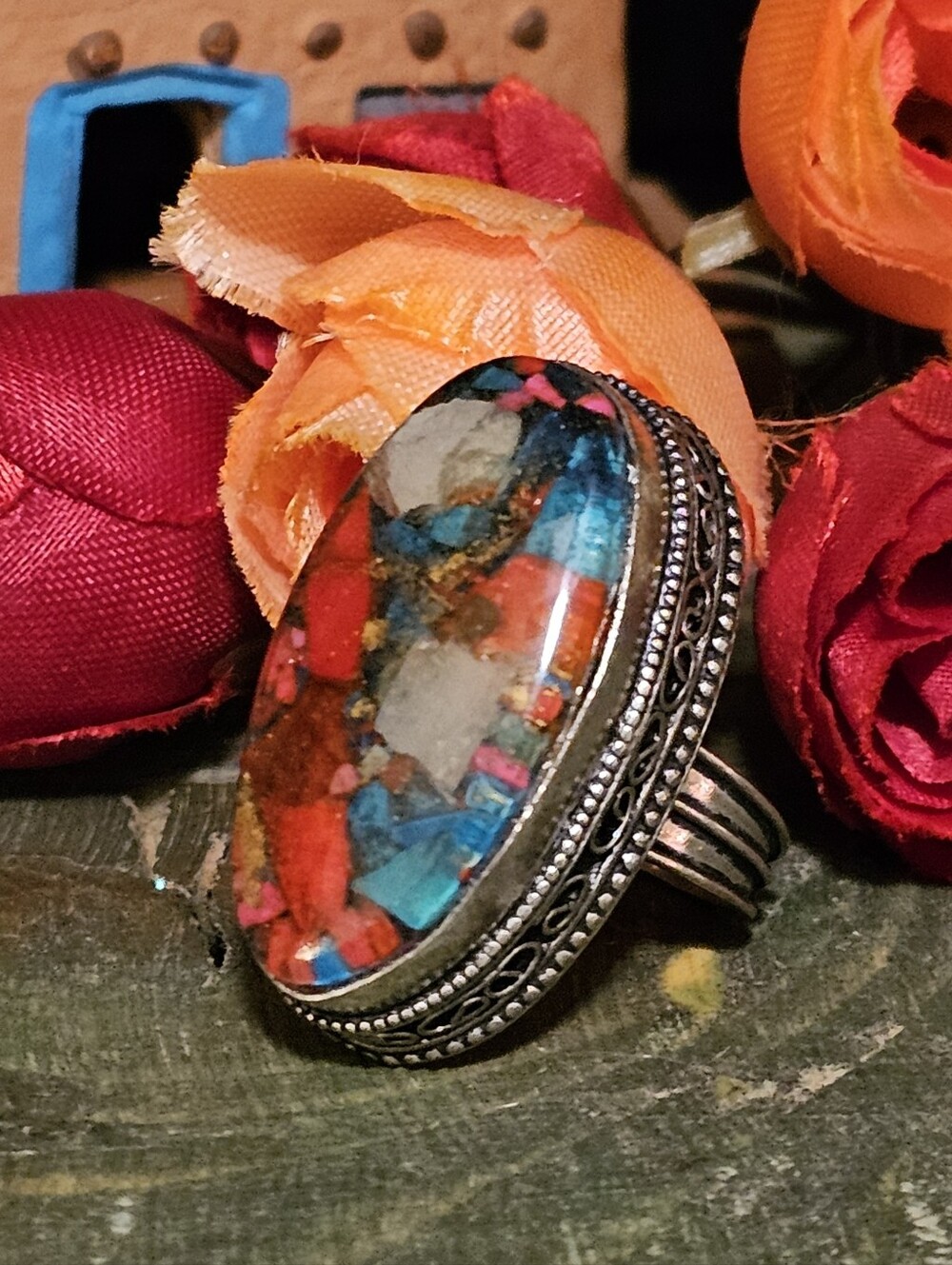 Spiny Oyster Turquoise Ring